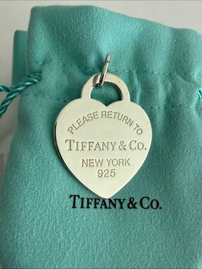 JUMBO XL Tiffany & Co. Please Return To Tiffany New York Heart Tag Pendant RARE